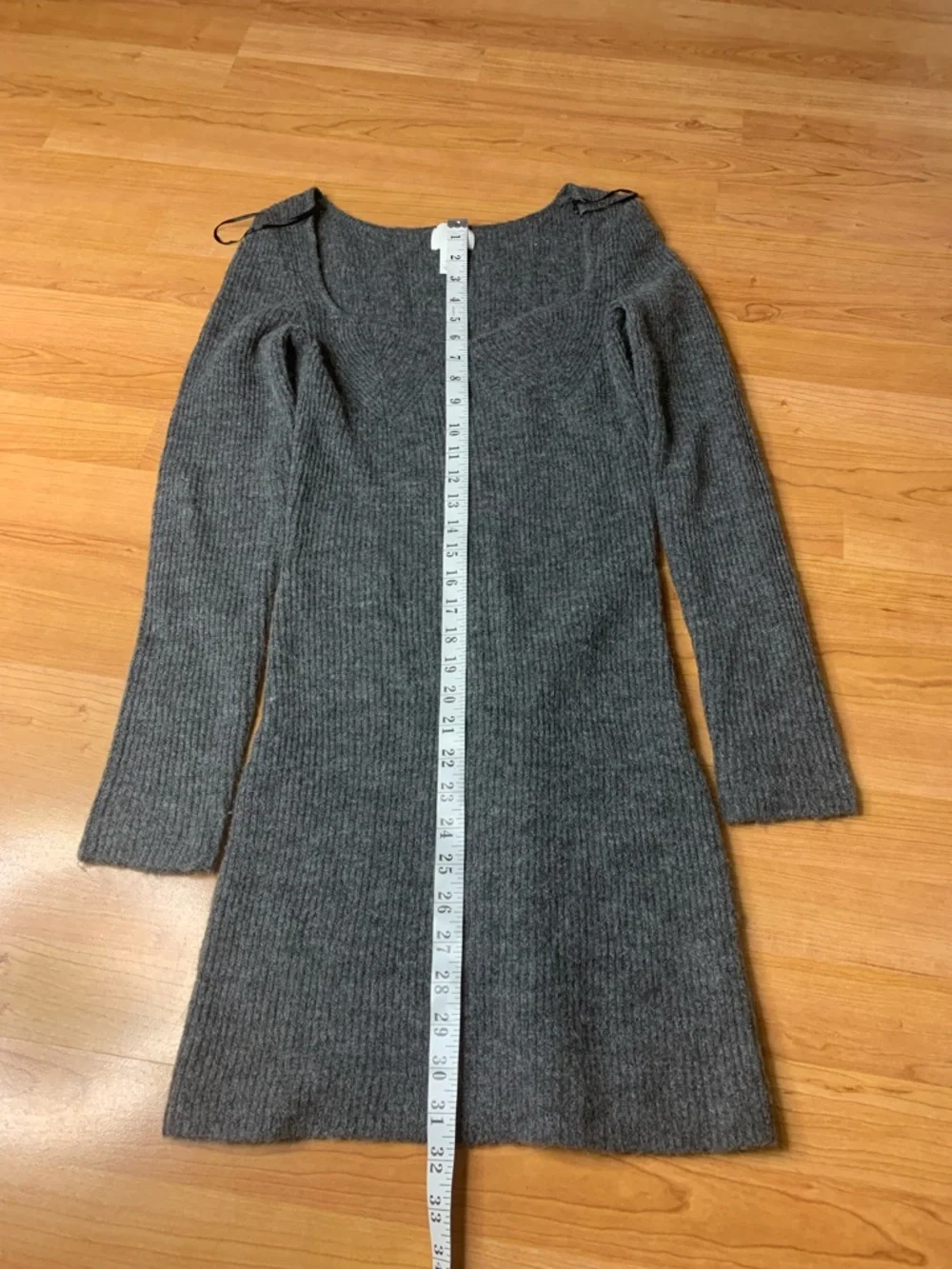 H&M Grey Rib-Knit Sweetheart Neckline Mini Dress - Small - Picture 5 of 7